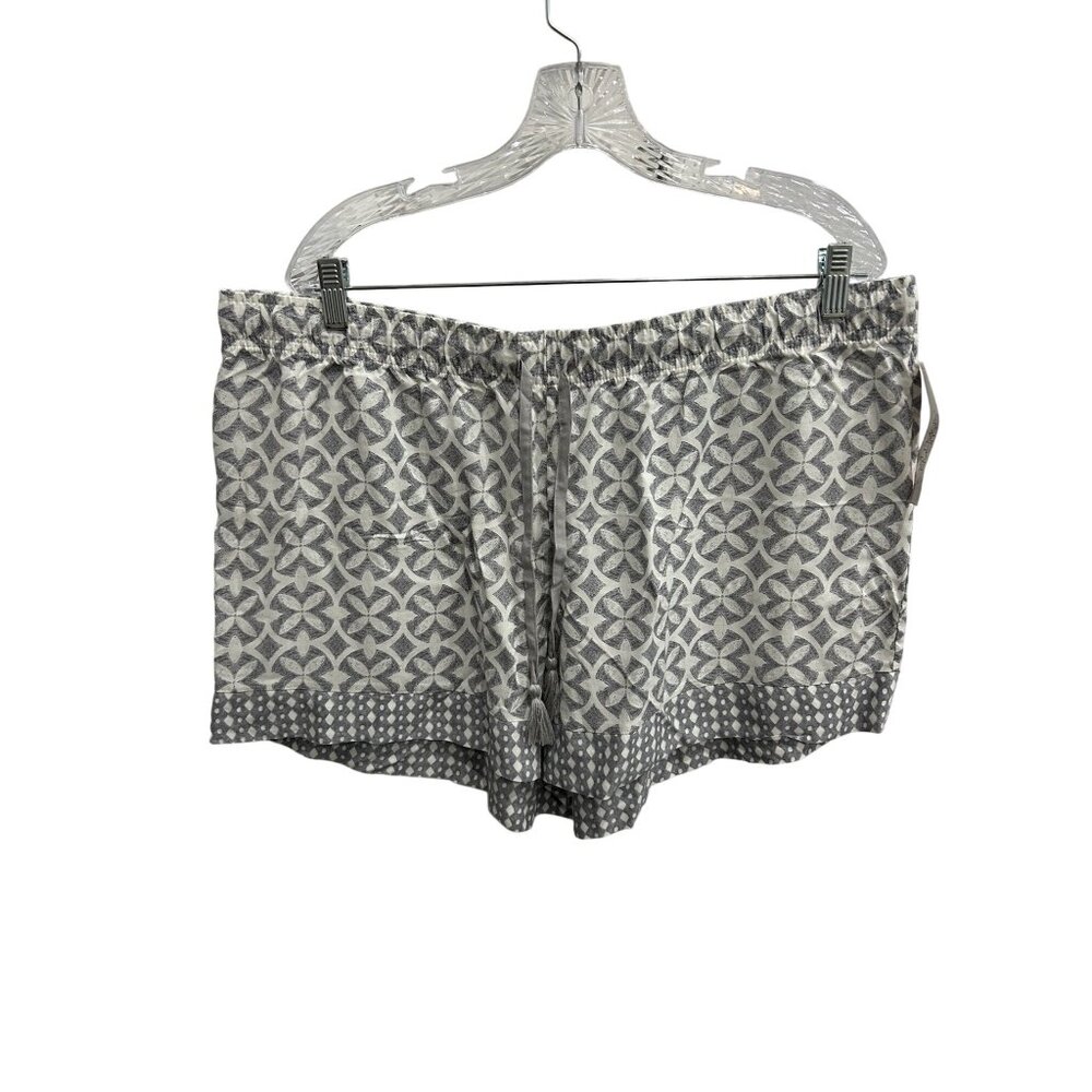 Gilligan & OMalley Womens NWT Grey Printed Sleep Shorts Drawstring Waist Sz XXL